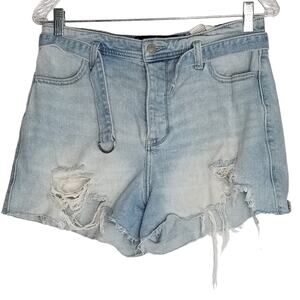 Hollister High Rise Mom 3" Shorts Belted Denim Shorts, Size 9, Waist 29inches